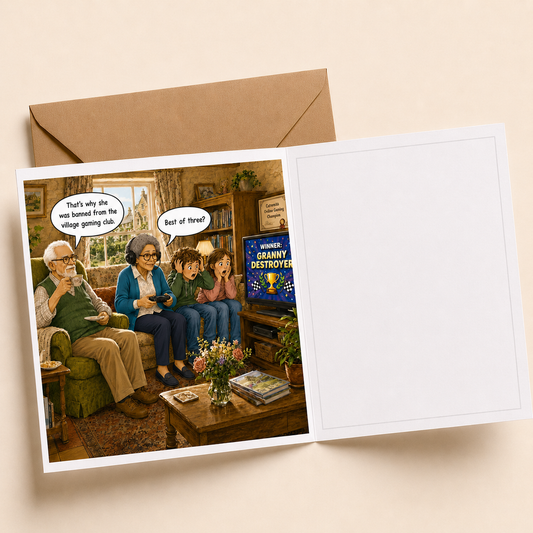Grannie Gaming - "The Old Fogies" Funny Greeting Card