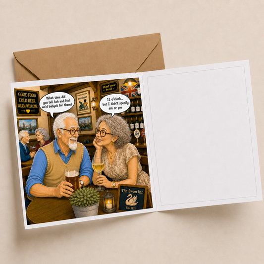 Baby Sitting - "The Old Fogies" Funny Greeting Card