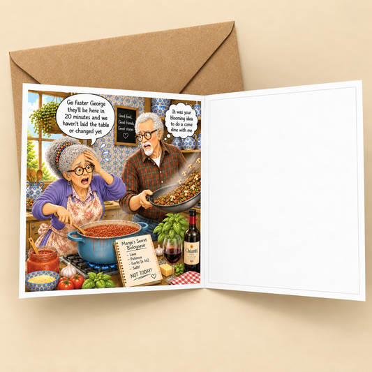 Dinner Party - "The Old Fogies" Funny Greeting Card