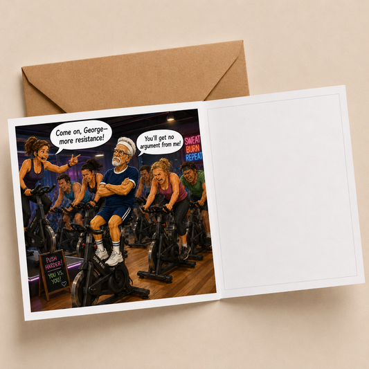 Spin Class - "The Old Fogies" Funny Greeting Card