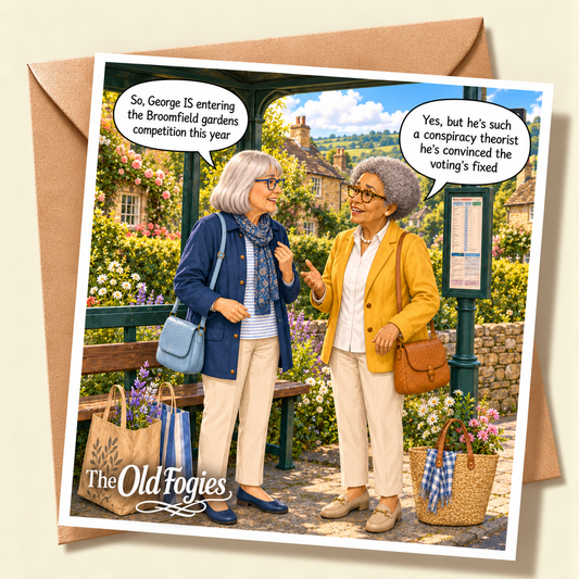 Village Gardens Competition - "The Old Fogies" Funny Greeting Card