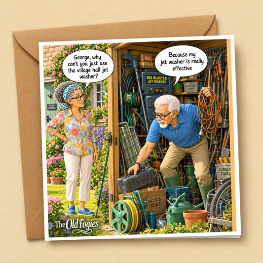 Charity Car Wash - "The Old Fogies" Funny Greeting Card