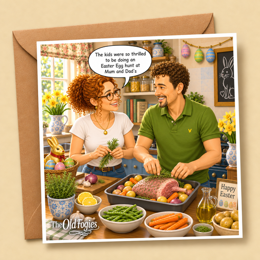 Easter Egg Hunt - "The Old Fogies" Funny Greeting Card