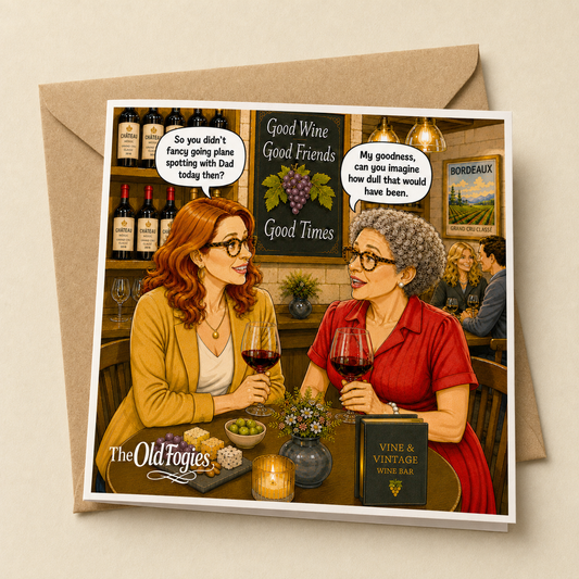 Plane Spotting - "The Old Fogies" Funny Greeting Card