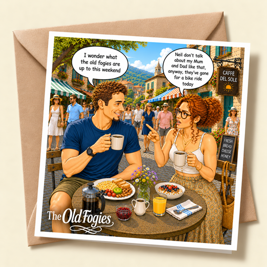 Mountain Biking - "The Old Fogies" Funny Greeting Card`