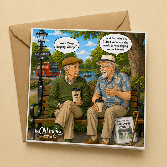 Tennis Lessons - "The Old Fogies" Funny Greeting Card