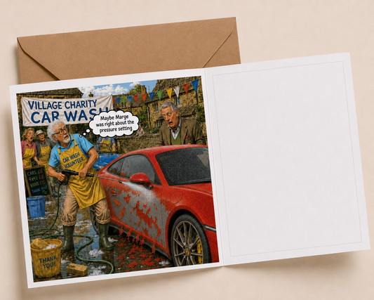 Charity Car Wash - "The Old Fogies" Funny Greeting Card