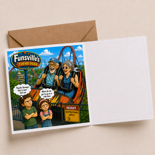 Theme Park- "The Old Fogies" Funny Greeting Card