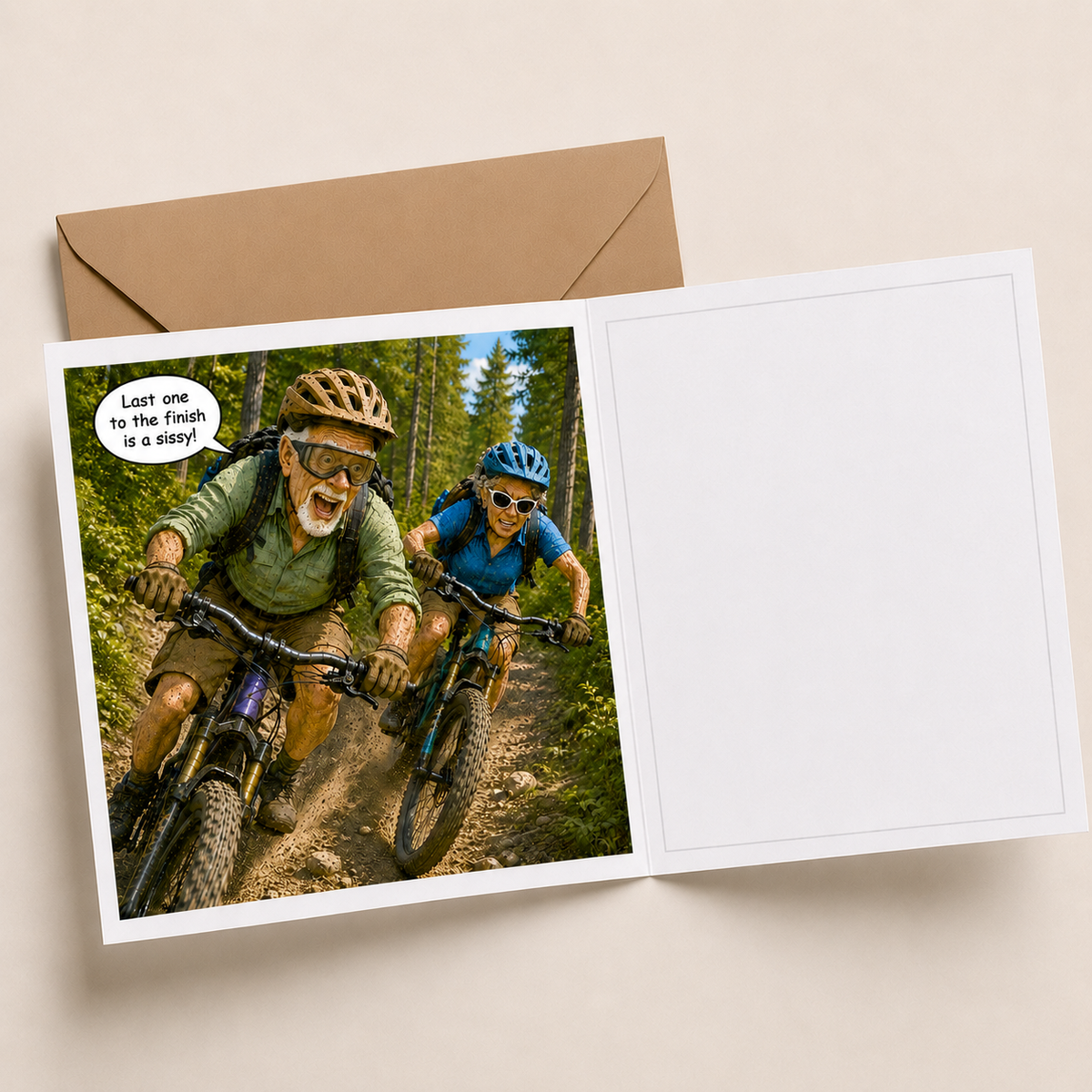 Mountain Biking - "The Old Fogies" Funny Greeting Card`