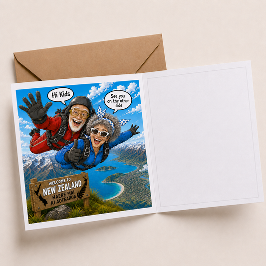 Skydiving - "The Old Fogies" Funny Greeting Card