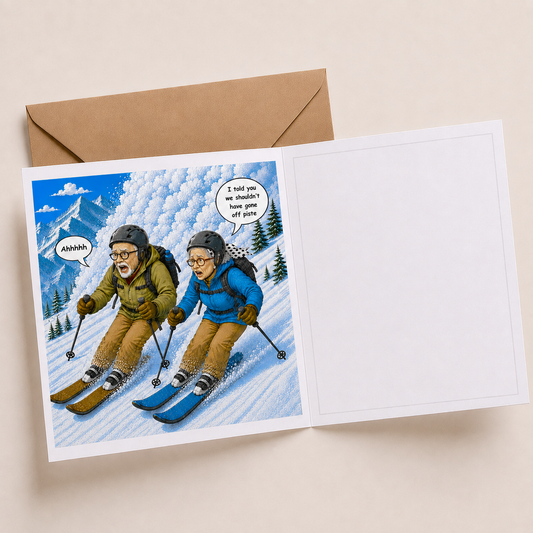 Skiing - "The Old Fogies" Funny Greeting Card
