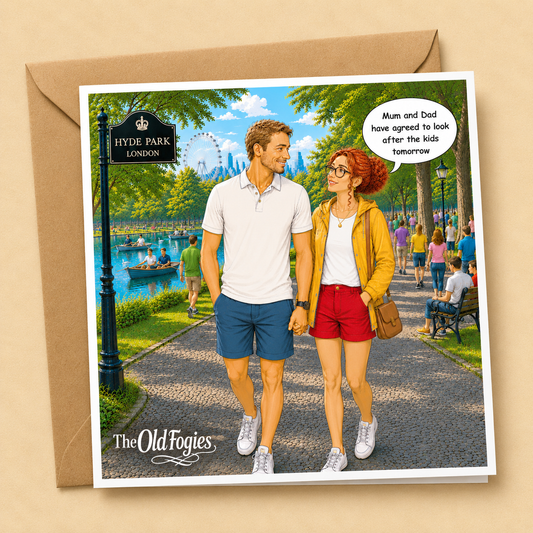 Baby Sitting - "The Old Fogies" Funny Greeting Card