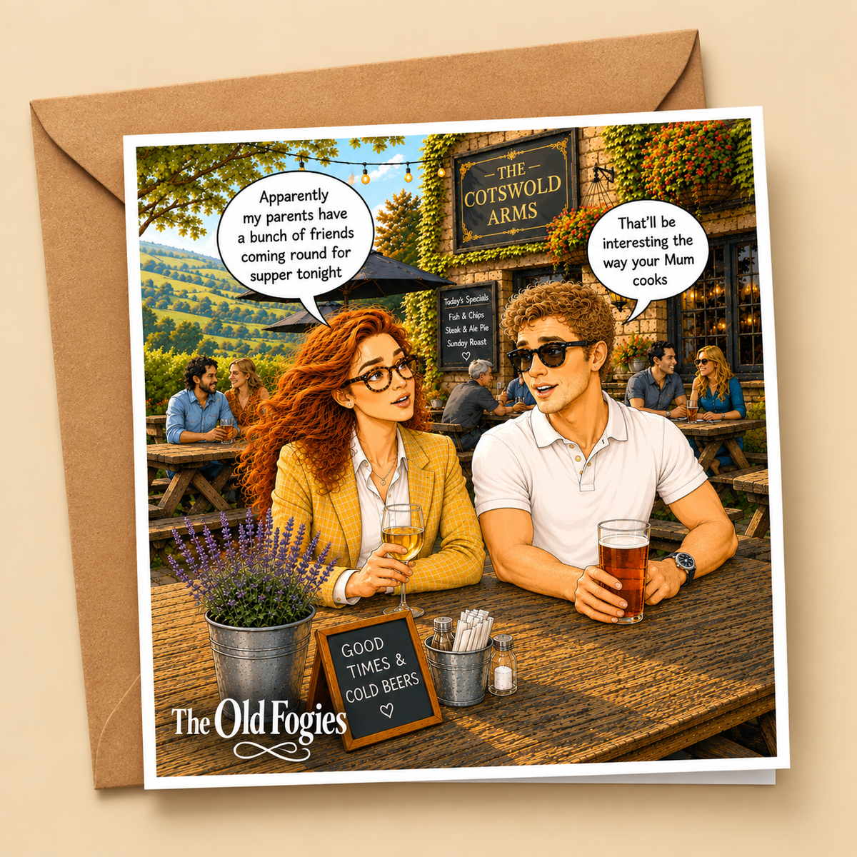 Dinner Party - "The Old Fogies" Funny Greeting Card