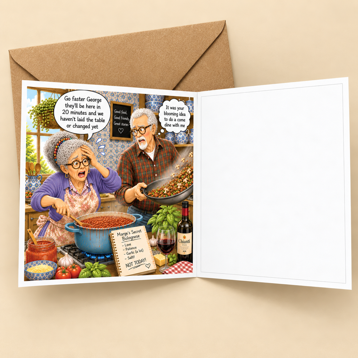 Dinner Party - "The Old Fogies" Funny Greeting Card