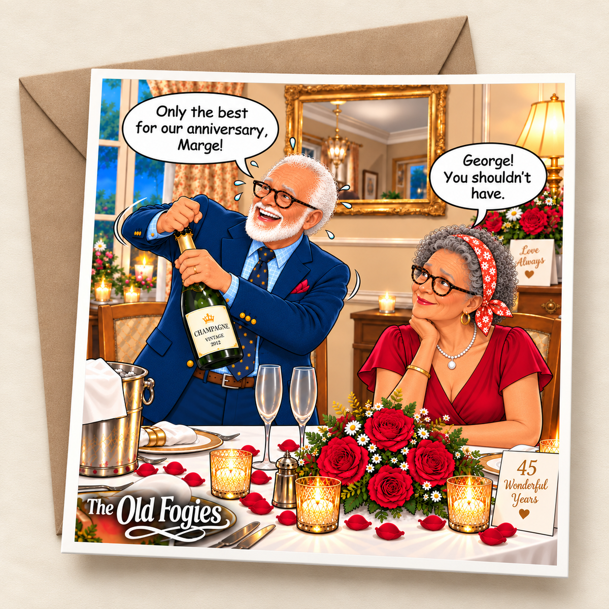 Champagne Celebration - "The Old Fogies" Funny Greeting Card