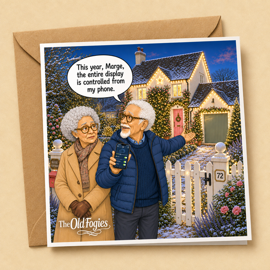 App Controlled Xmas Lights - "The Old Fogies" Funny Greeting Card
