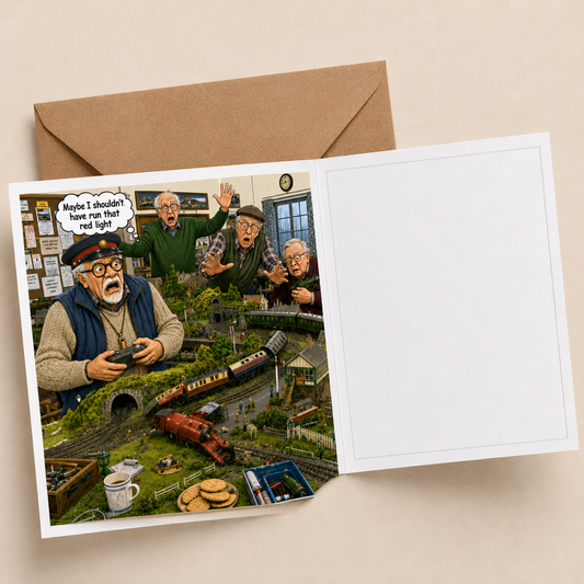 Model Railway - "The Old Fogies" Funny Greeting Card