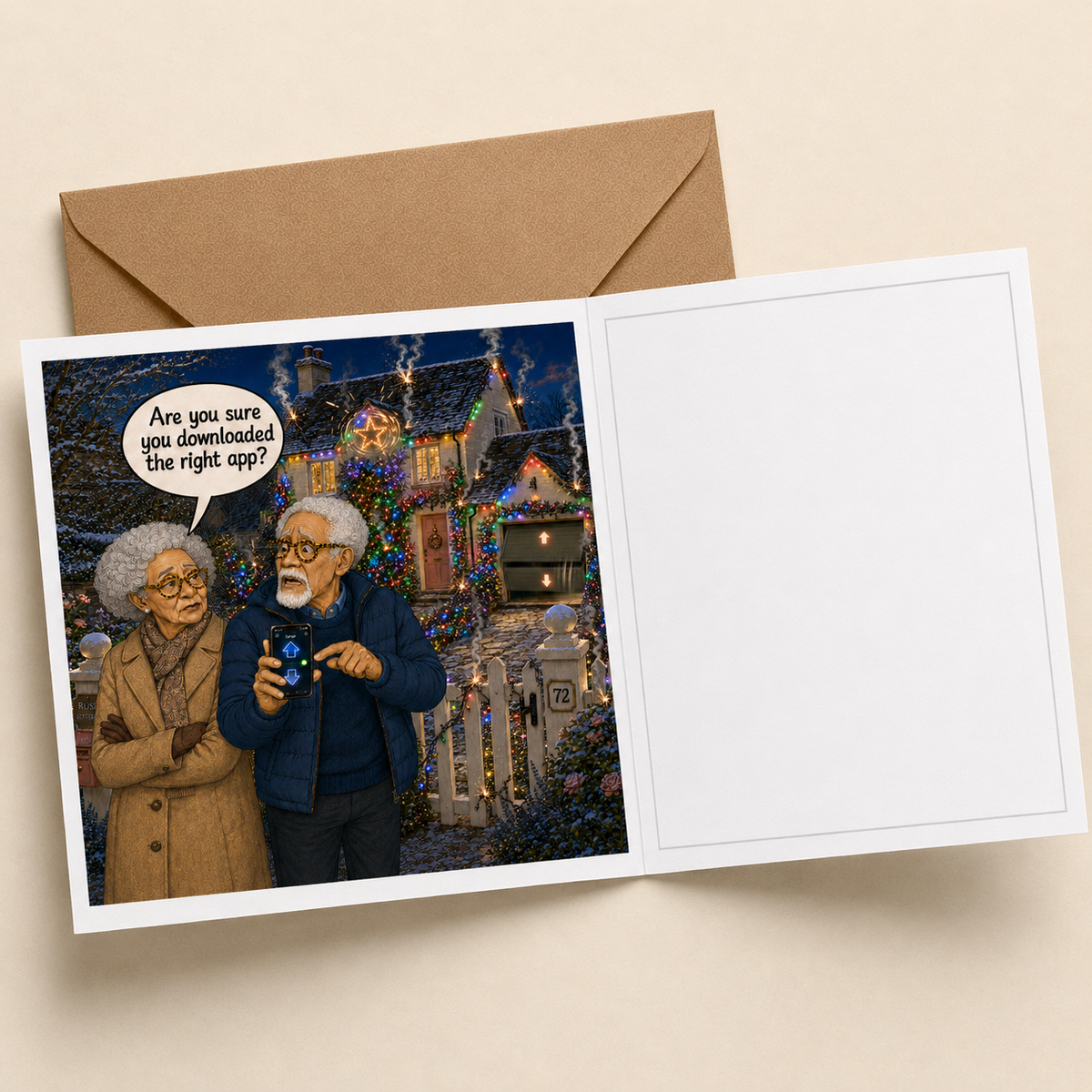 App Controlled Xmas Lights - "The Old Fogies" Funny Greeting Card